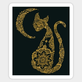 Cat and Moon - Gold Sticker